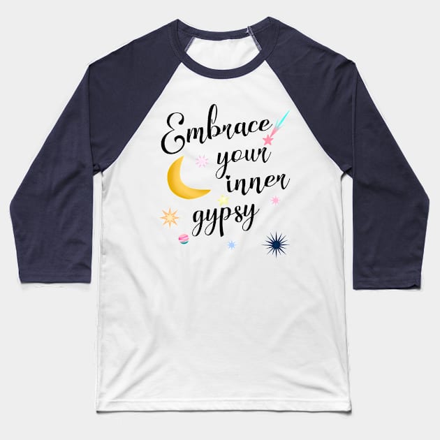 EMBRACE YOUR INNER GYPSY Stars and Planets Baseball T-Shirt by Scarebaby